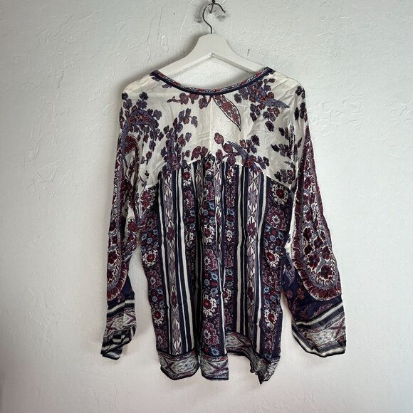 Isabel Marant Étoile Womens Long Sleeve Floral Blouse Top Size 2 Multicolor Boho - Picture 2 of 8